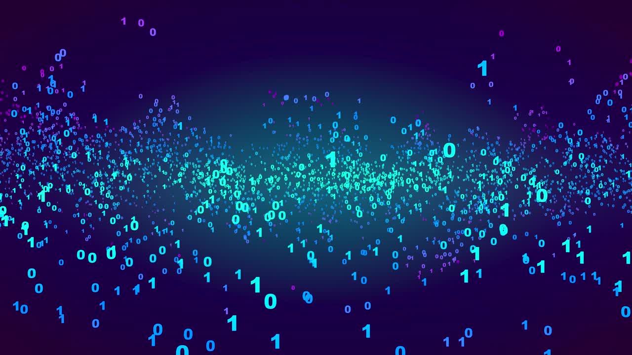 Digitalization technology. Digital transformation. Binary code visualization.