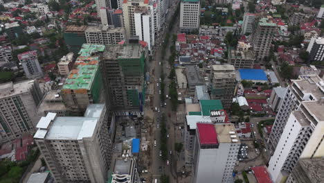 addis ababa city main street, residential house and high-rise buildings in ethiopia. - aerial shot