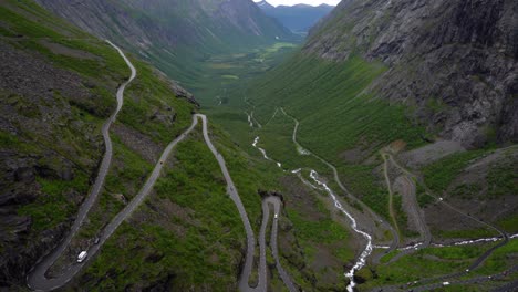 Camino-De-Los-Trolls-Trollstigen-O-Trollstigveien-Sinuosa-Carretera-De-Montaña.