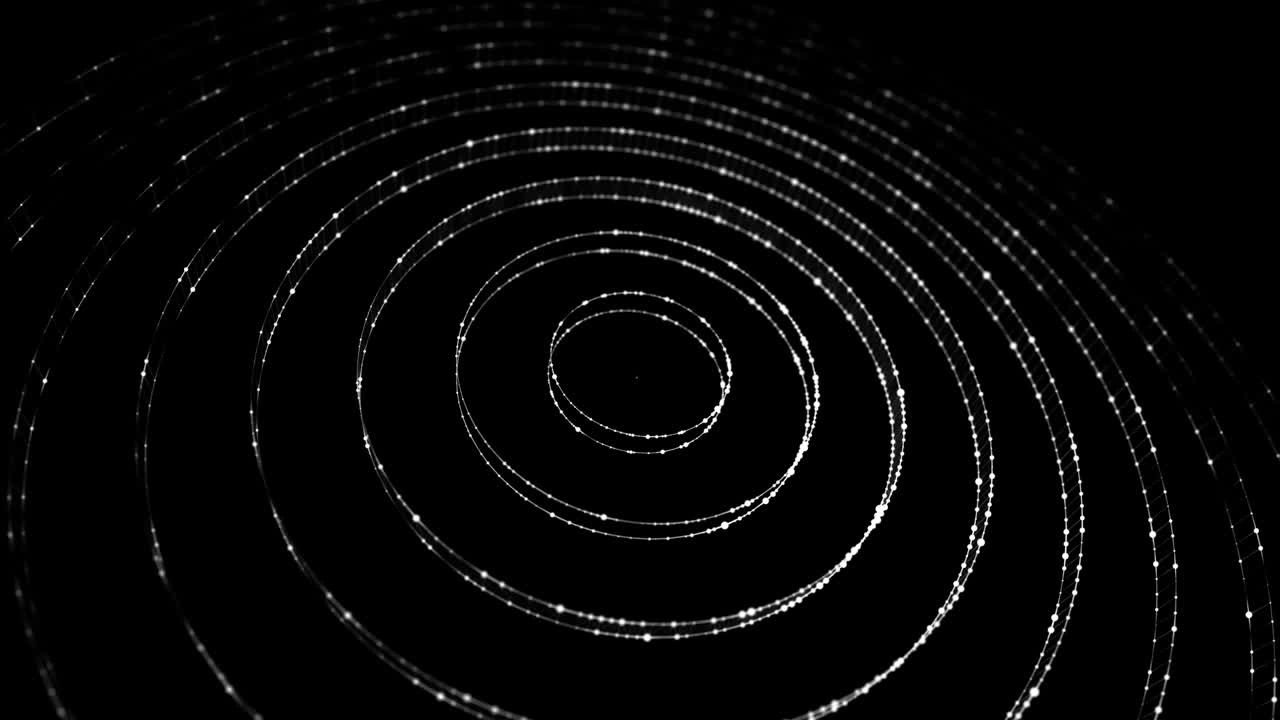 움직이는 점과 함께 추상적인 파동, 입자의 흐름, 사이버 기술 일러스트레이션, 3d 렌더링