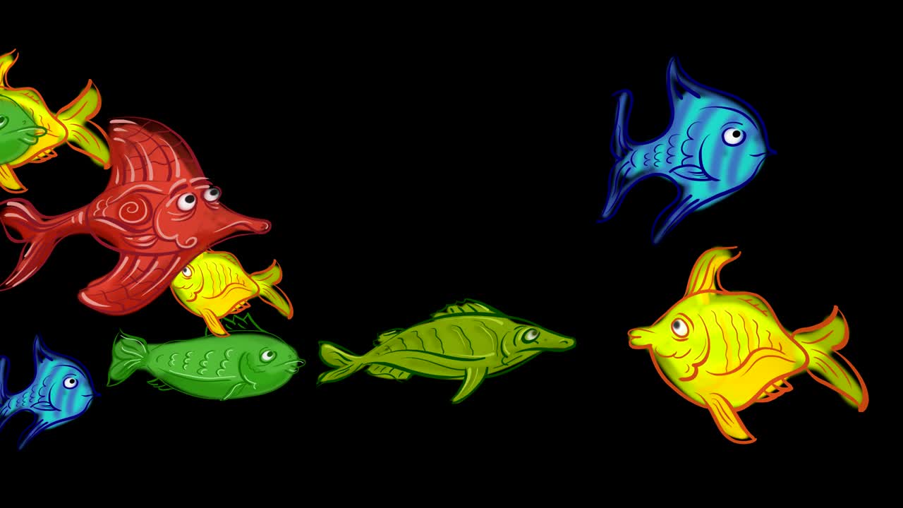 Drawn fish in a children's style wave-like swim | Premium Stock Video ...