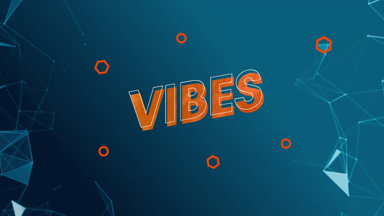 Animation of vibes text on blue background