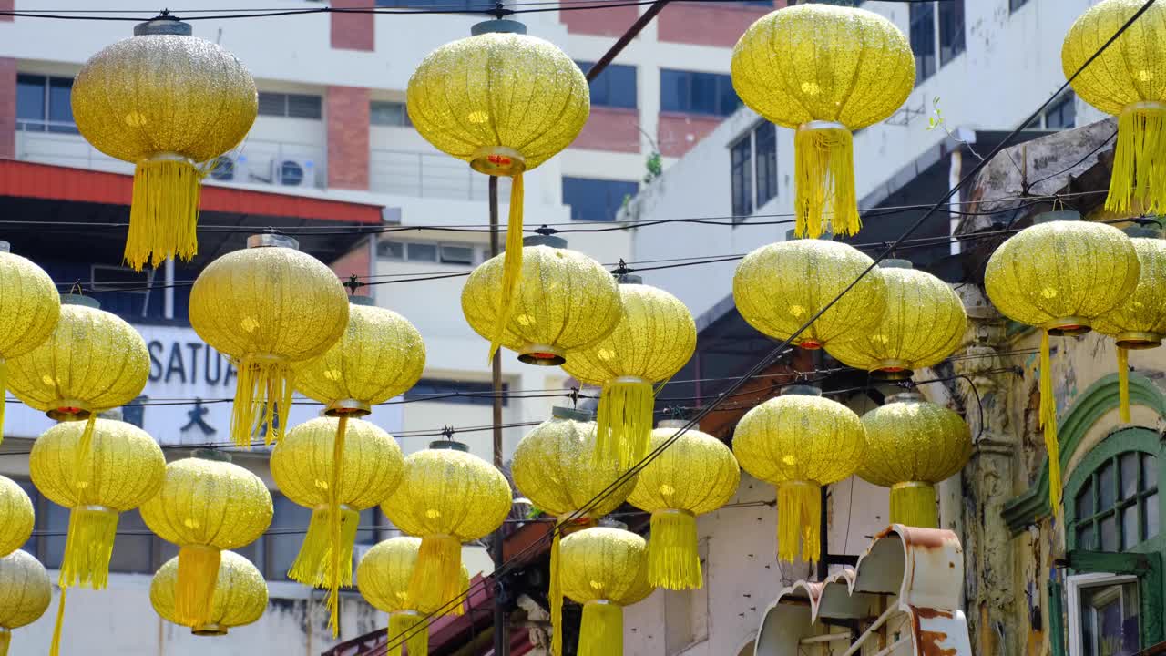 Decorative Chinese lanterns over the streets in Chinatown capital city of Kuala Lumpur, Malaysia