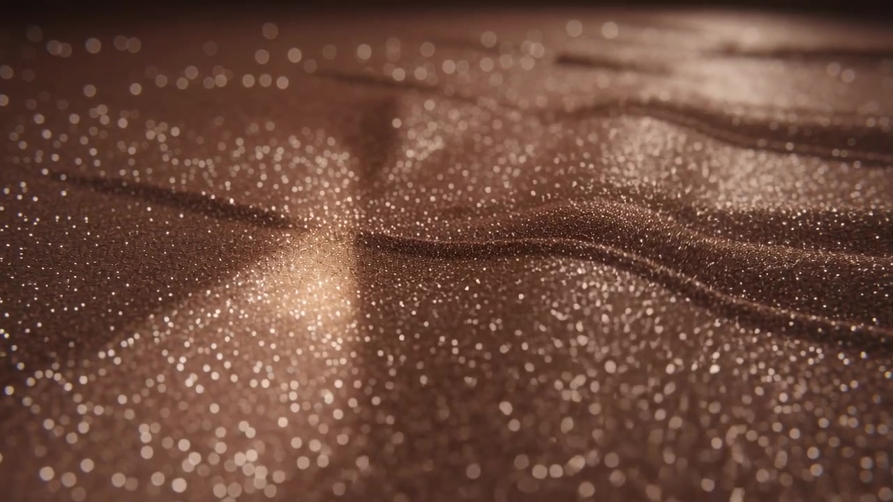 Pulling camera as light sweeping studio closeup, revealing shiny gold fabric with folds and sequins
