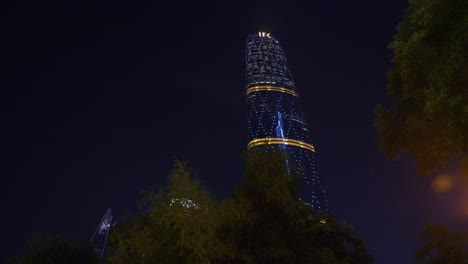 night time guangzhou city downtown famous megatalls buildings panorama 4k