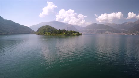 aerial drone footage over beautiful lake como, italy