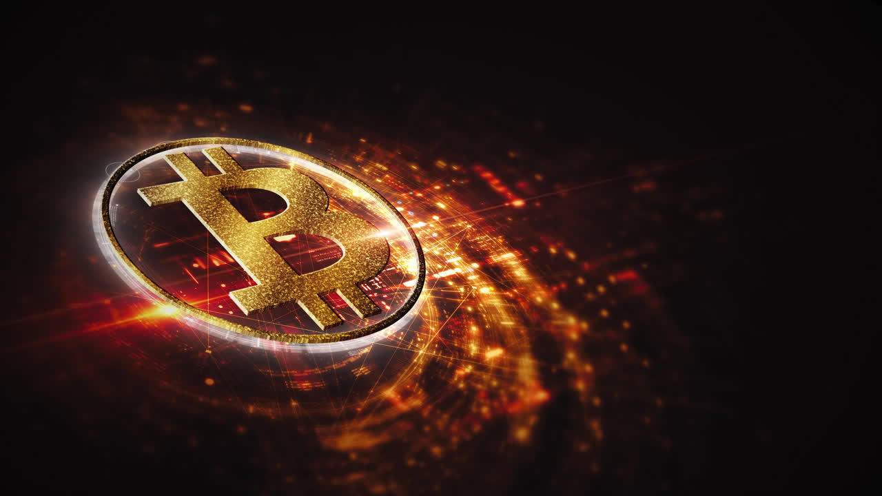 Futuristic digital background highlighting advanced cryptocurrency and encryption technology, featuring blockchain networks and secure cryptographic systems : Bitcoin, BTC