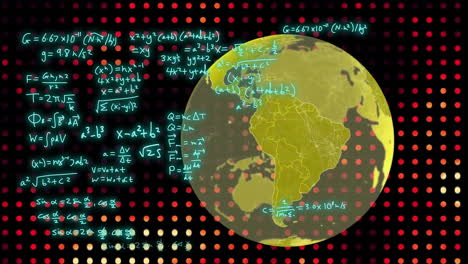 Animación-De-Ecuaciones-Matemáticas-Y-Globo-Terráqueo-Sobre-Fondo-Negro