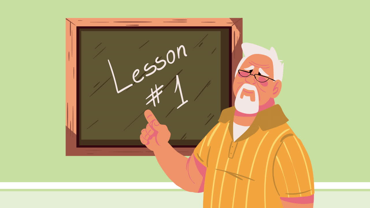 profesor masculino en el carácter de la clase