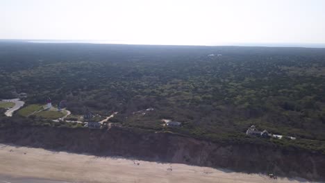 aerial view of nauset light beach and nauset lighthouse in cape cod, eastham, massachusetts.