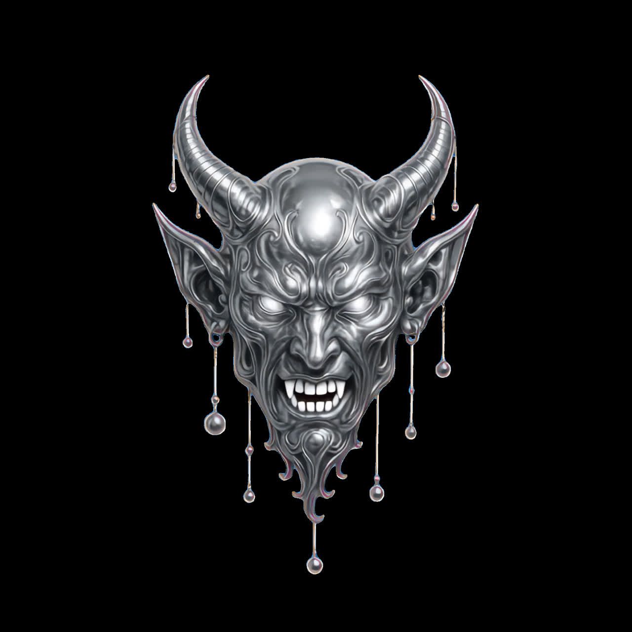 Intrikat metallisk demonillustration, animerad tillgång, transparent 4K-video, alfakanal