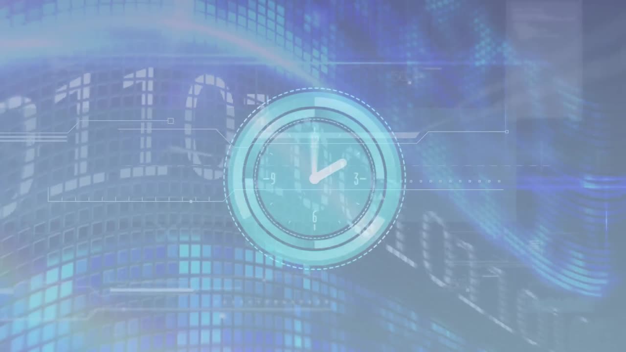 Animation der Datenverarbeitung über der Uhr