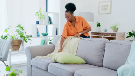 Black-woman,-cleaning-and-laundry-basket