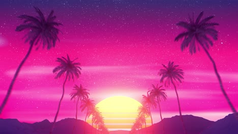 el paisaje tropical de retroondas en bucle de animación vj