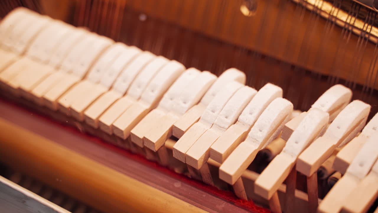 The mechanism of the piano works. The piano mechanism creates sound. How does the piano. How the piano creates sound.