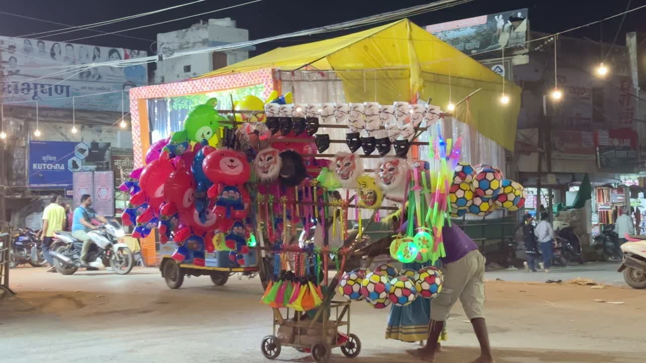 Night Market in India: Toys, Masks, and Balloons