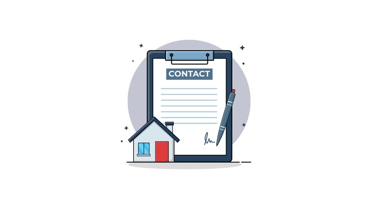 Animated Illustration of Real Estate Contact Form and House