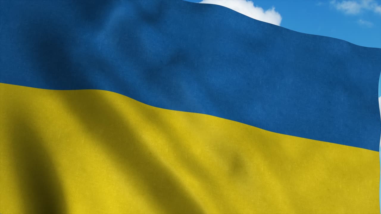 우크라이나 발이 바람에 흔들리고, 푸른 하늘의 배경.