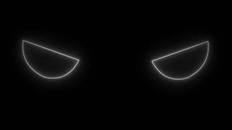 silueta de animación de halloween de ojos aterradores parpadeando en la pantalla negra