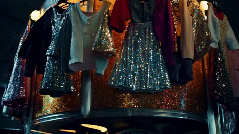 sparkly dresses and skirts display