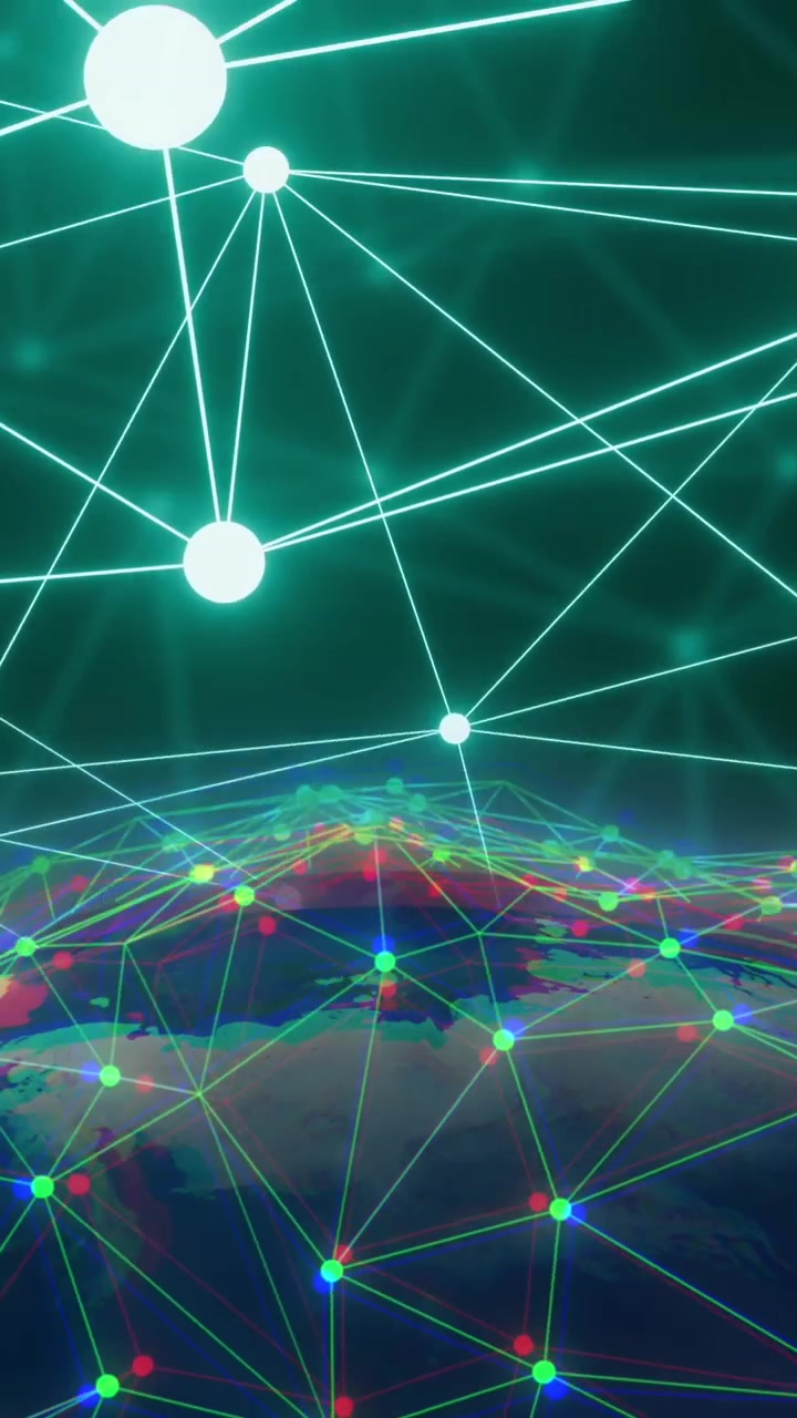 Animación de datos y red de conexiones sobre el globo terráqueo