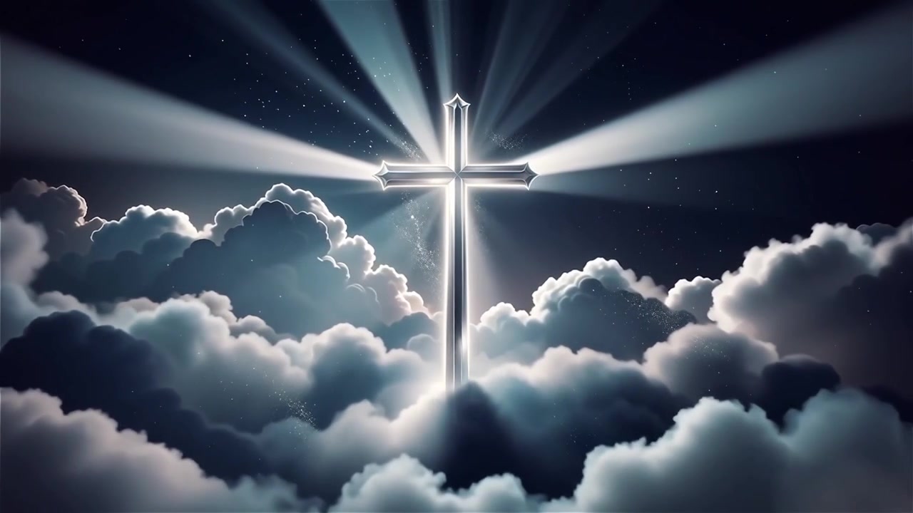 Christian Cross Heavenly Light Worship Background