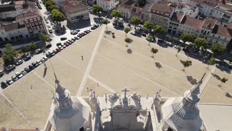 Gothic-style-church-towers,-Alcobaça-Monetary