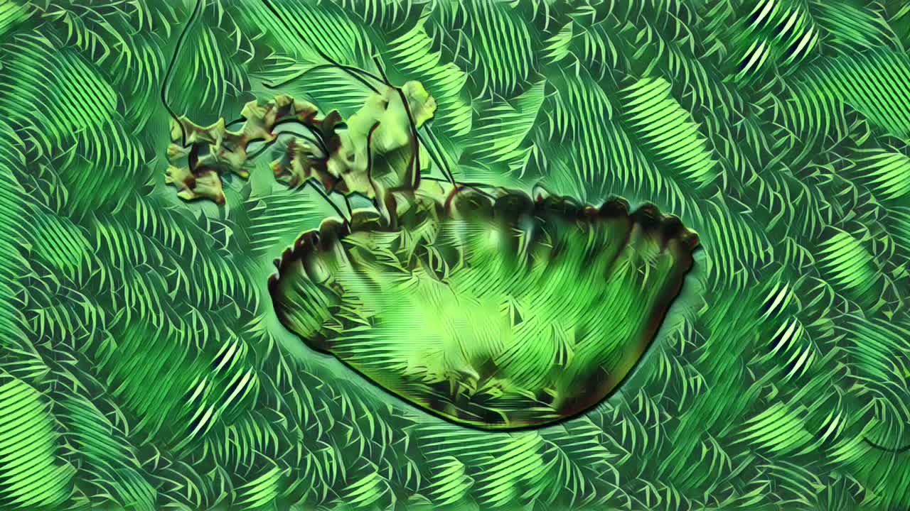 바다에서 수영하는 열대 해파리 애니메이션