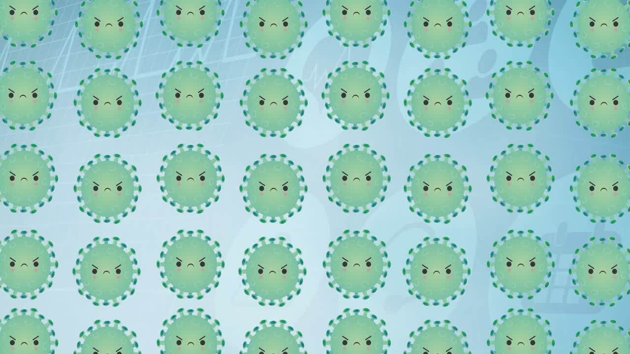Animation of virus cells over medical icons