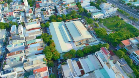aerial view bac my an vietnamese local market ngu hang son, da nang, vietnam
