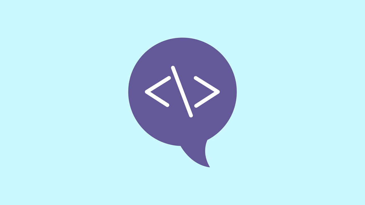 Simbolo di programmazione animato all'interno di una nuvoletta