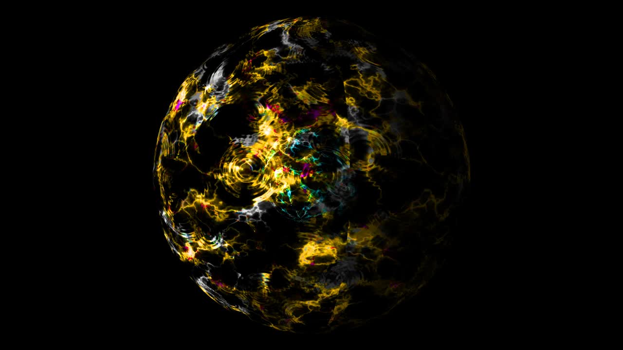 추상화된 아쿠아 코어 시각화 파동 기술 디지털 금 에너지 구 표면과 파동 형태 바의 물