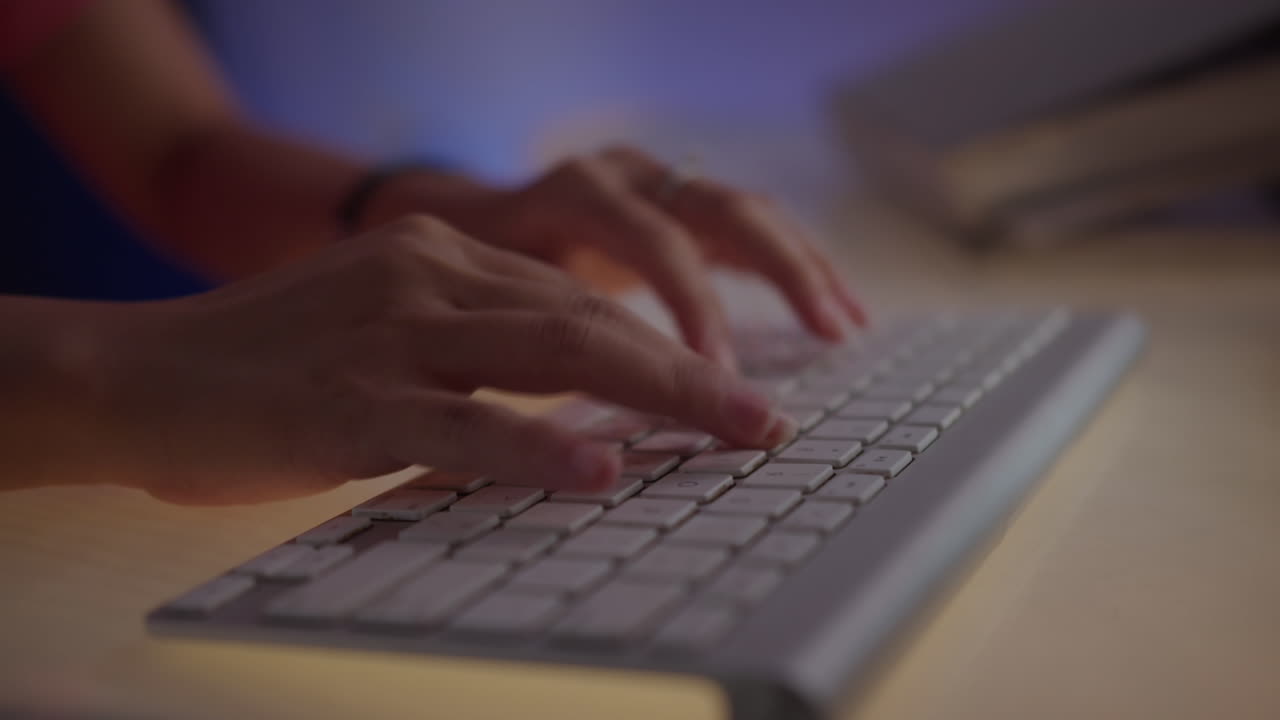 Hands of Person Typing Email on Laptop Time Lapse