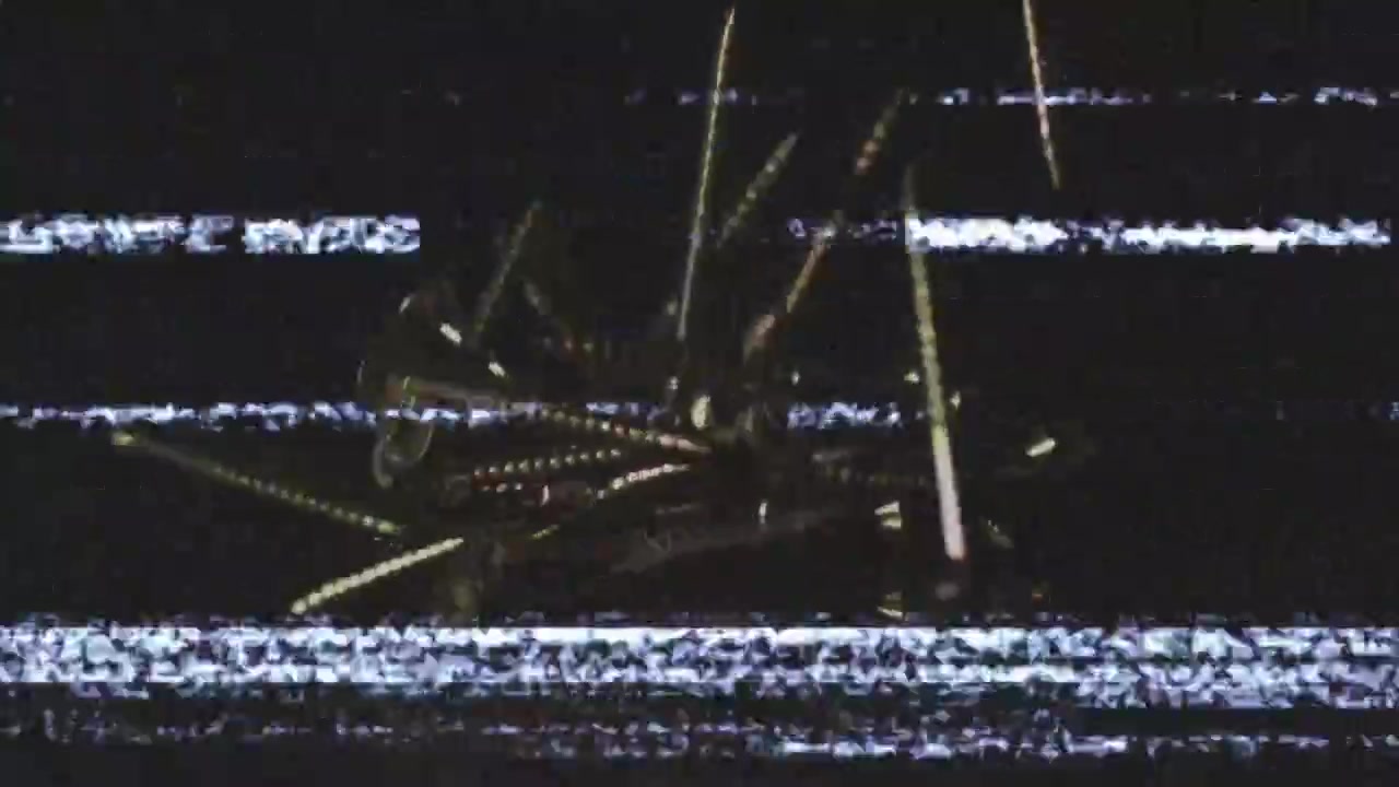 Metal Screws Falling onto Surface with Vintage VHS Glitch Effect