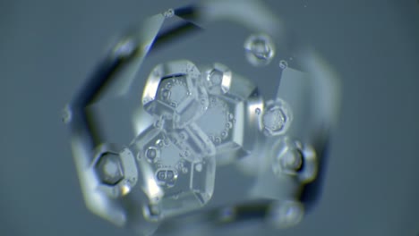 stunning microscopic images of crystalline structures displaying intricate designs and captivating light reflections in a blue background
