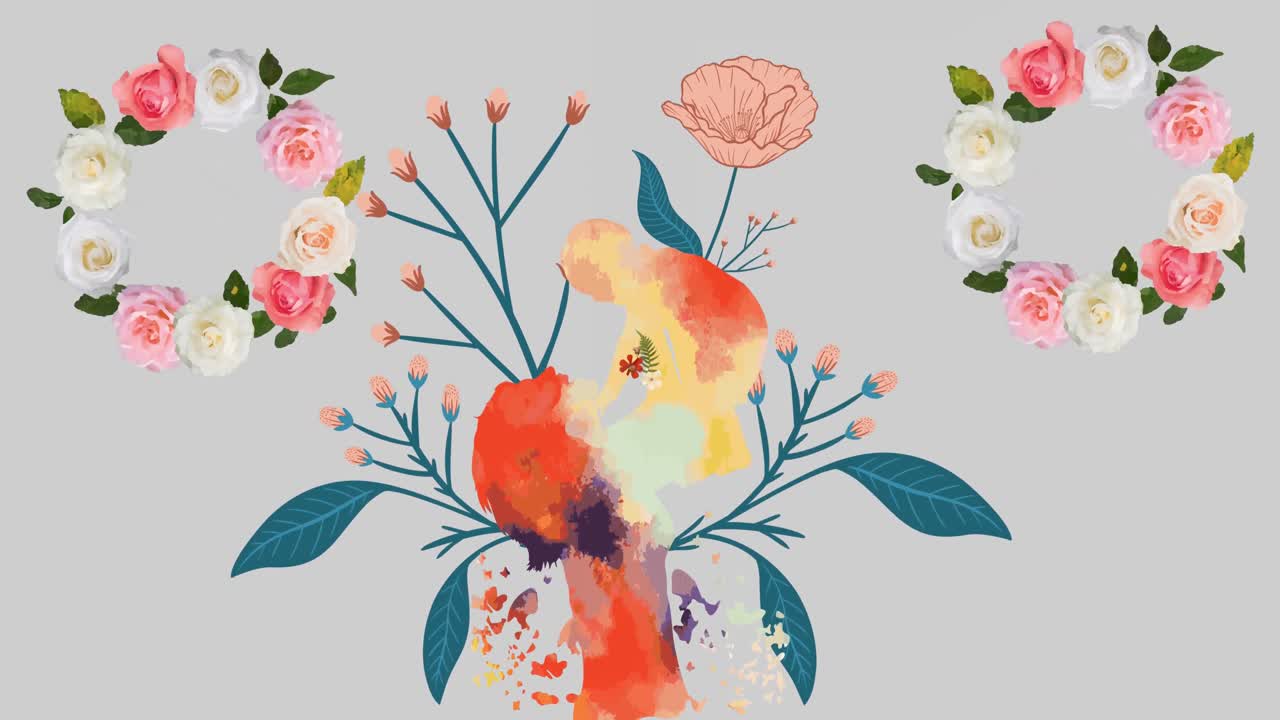 animazione di fiori che si muovono in movimento ipnotico su sfondo grigio