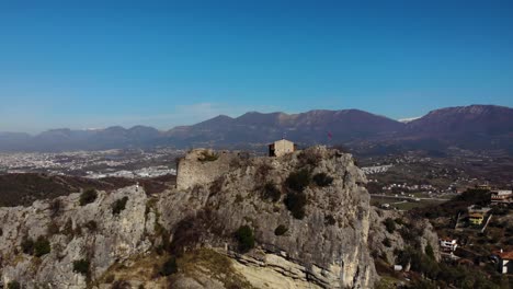Historic-fortress-of-Petrela-in-Albania,-built-in-Roman-empire-ancient-times
