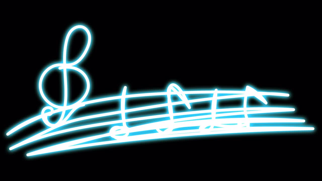 clave de violín de neón con notas.