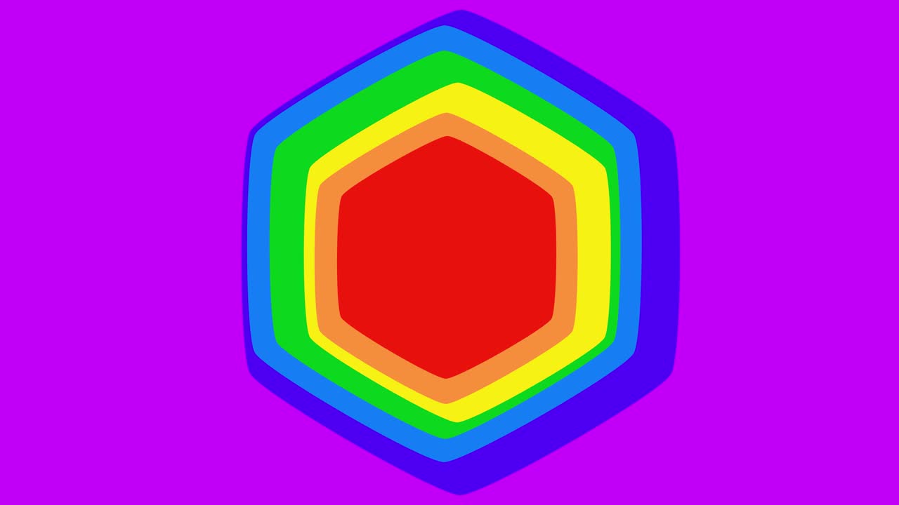 애니메이션 스크린 세이버는 원활하게 루프를 만들고 다채로운 육각형 모양이 화면의 중앙을 무작위로 회전합니다.