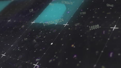 animación del procesamiento de datos digitales sobre cuadrícula sobre fondo negro