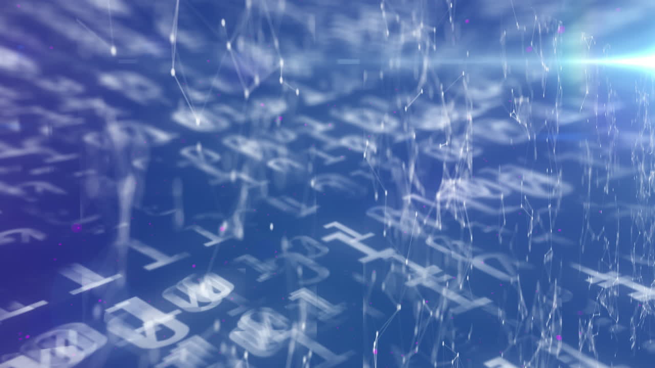 연결 네트워크를 통해 변하는 바이너리 코딩 숫자의 애니메이션