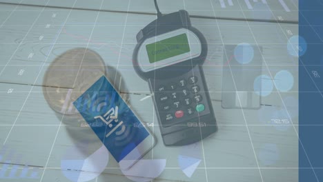 Animation-of-financial-data-processing-over-smartphone-and-payment-terminal