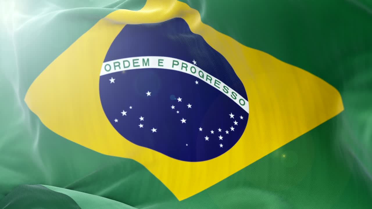 Brasiliens flag, langsomt viftende baggrund. 4k nærbillede af viftende flag. Sømløs sløjfe.