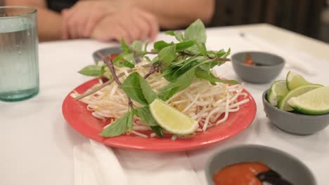 Ingredientes-De-Guarnición-De-Pho-Para-Un-Plato-De-Pho-En-La-Mesa