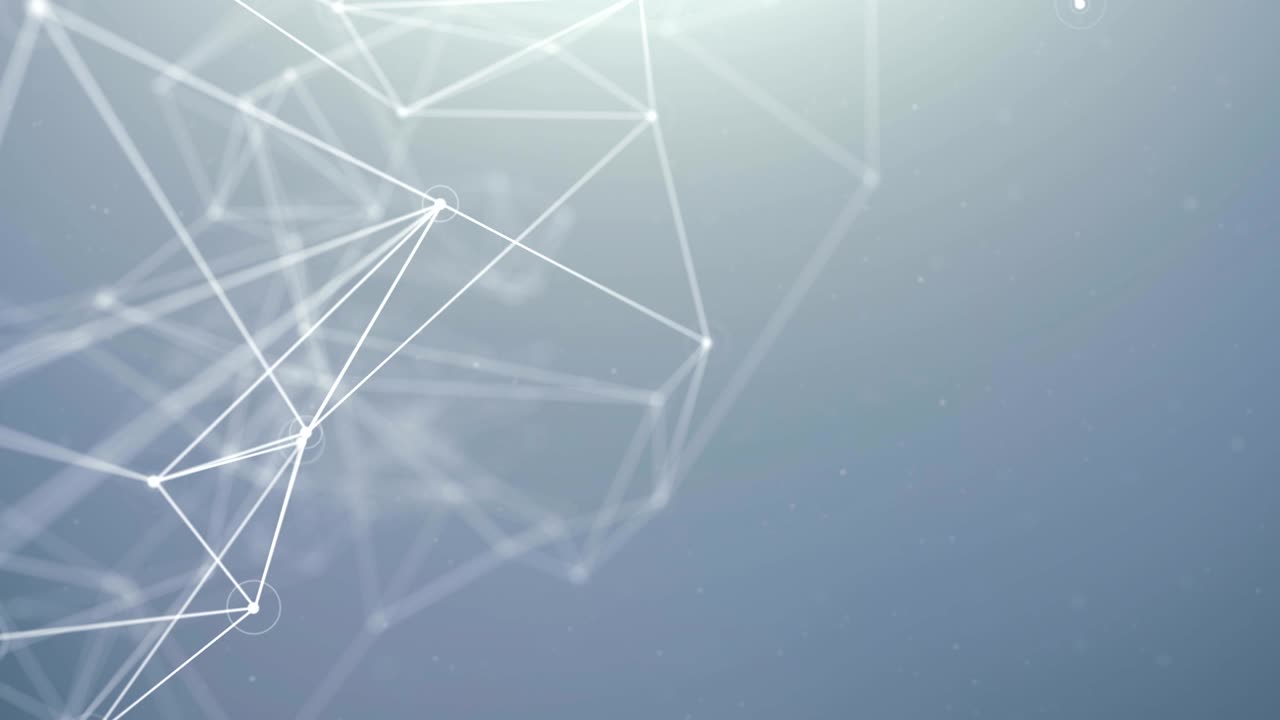 White Connected Dots lines Slow Moving on Left Side Abstract Polygonal Geometrical with connected polygons plexus points, dots, lines, triangles Seamless Loop Animation For network, Medical,