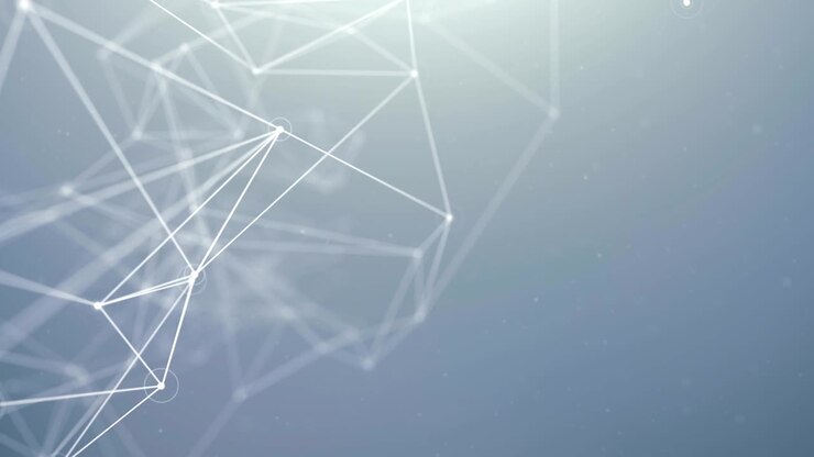White Connected Dots lines Slow Moving on Left Side Abstract Polygonal Geometrical with connected polygons plexus points, dots, lines, triangles Seamless Loop Animation For network, Medical,