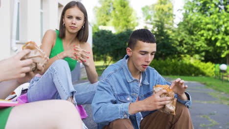 friends having lunch outdoors