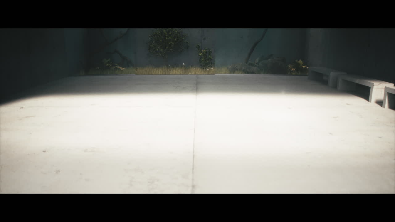 Empty Modern Concrete Interior with Plants