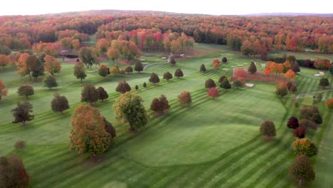 golf course in autumn by 4k drone