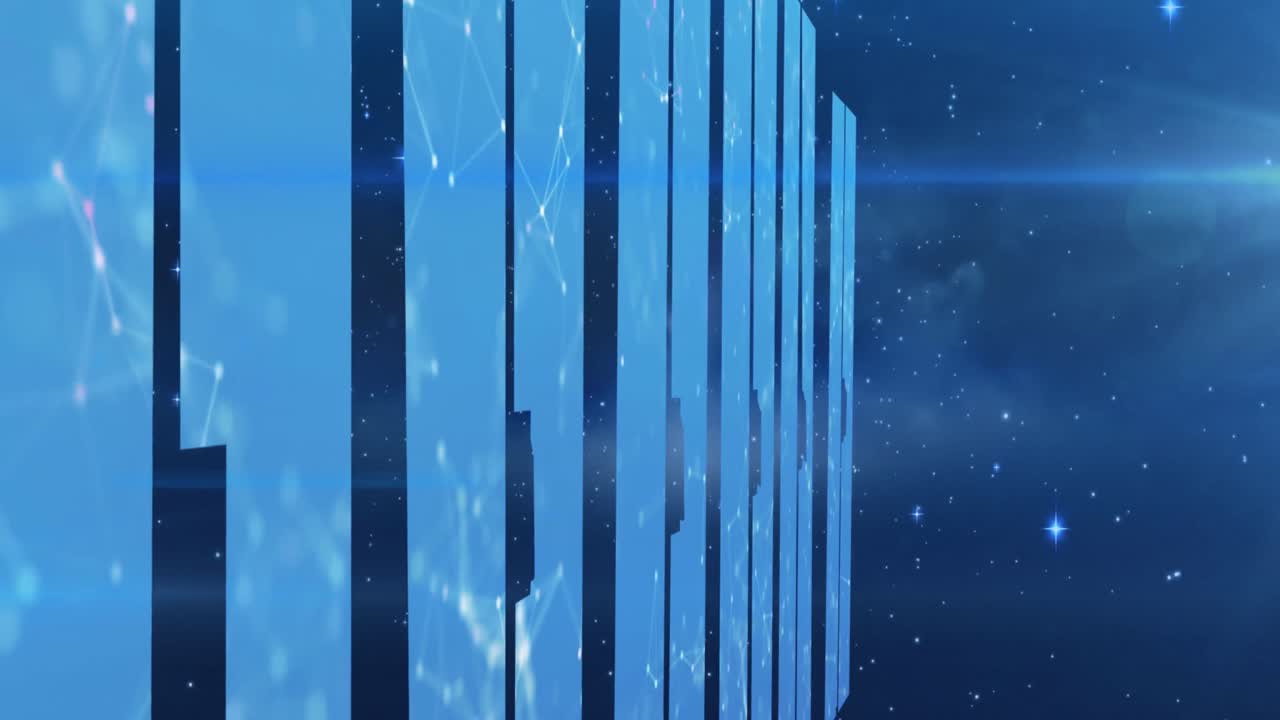 파란색 배경에 움직이는 모양의 애니메이션